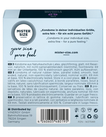 Mister Size 69mm pack of 3