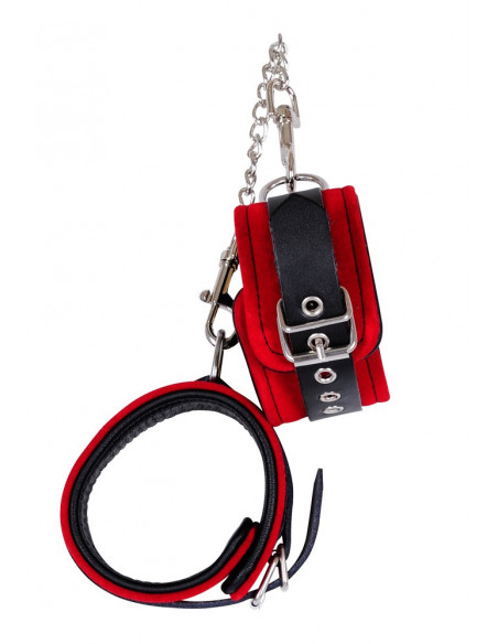 Leather Ankle Cuffs red