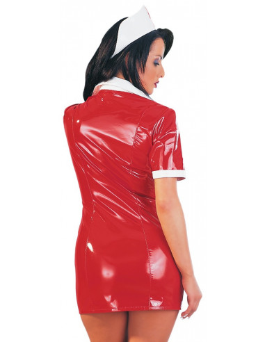 Vinyl Nurse Dress red L