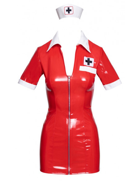 Vinyl Nurse Dress red XL