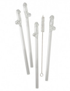 Glass Drinking Straw Willy x 4 2