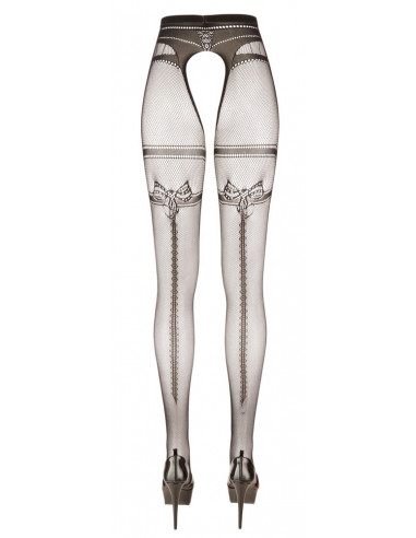 Crotchless Tights S/M - Cottelli LEGWEAR - Nero - Calze A Rete Con Fiocco