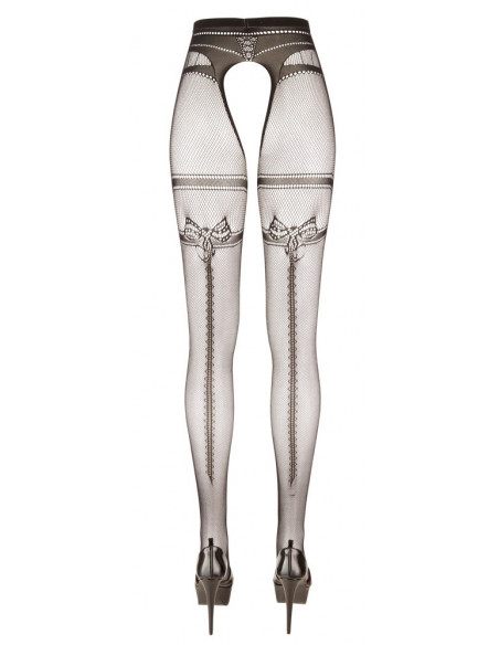 Crotchless Tights S/M - Cottelli LEGWEAR - Nero - Calze A Rete Con Fiocco