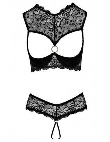 Shelf Bra Set 80B/M - Cottelli LINGERIE - Nero - Reggiseno a mensola con string