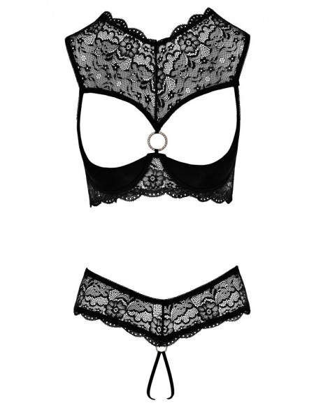 Shelf Bra Set 80B/M - Cottelli LINGERIE - Nero - Reggiseno a mensola con string