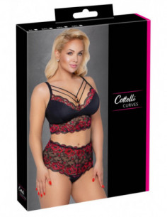 Bra and Briefs black/red 2XL
