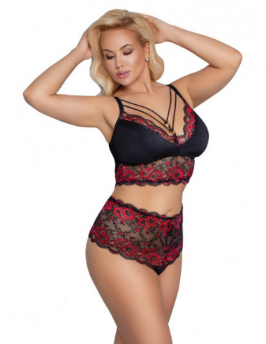 Bra and Briefs black/red 2XL