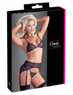 Lace Suspender Set L - Cottelli LINGERIE - Nero (cod. 301)
