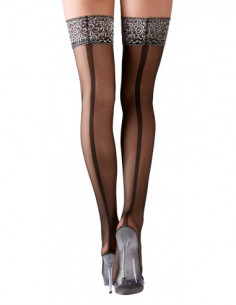 Hold-up Stockings with Seam 3 - Cottelli LEGWEAR - Nero - Calze Autoreggenti nere e argento 2
