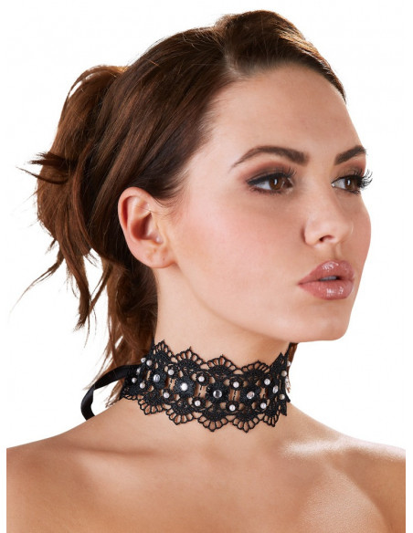 Embroidered Choker-Rhinestones