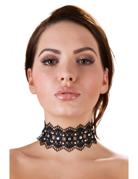 Embroidered Choker-Rhinestones