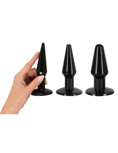 Set of 3 TPR Butt Plugs black