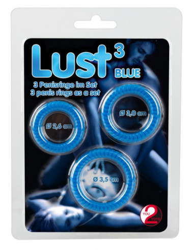 Lust 3 Cock Rings blue