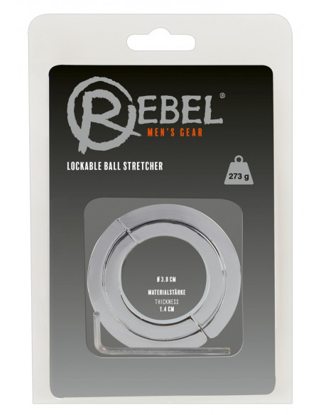 Rebel Lockable Ball Stretcher - Rebel - argento (cod. 807)