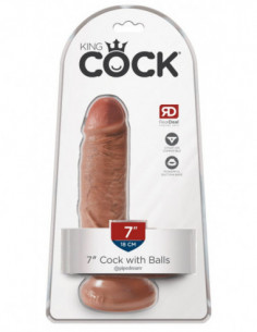 King Cock 7 Cock w Balls Tan