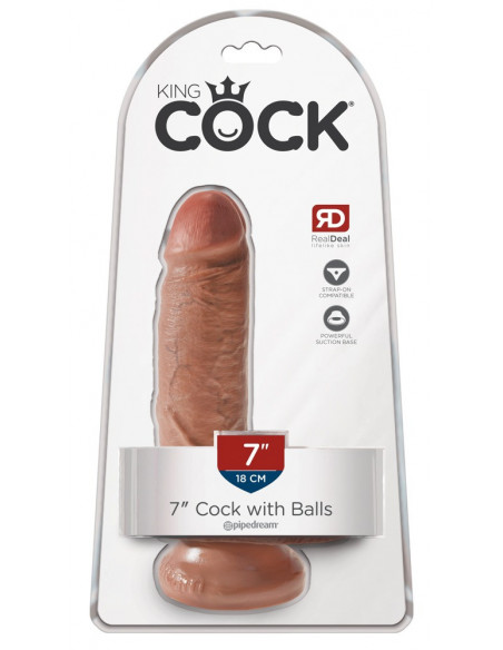King Cock 7 Cock w Balls Tan