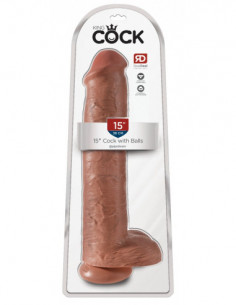 King Cock 15 Cock w Balls Tan