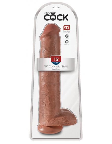 King Cock 15 Cock w Balls Tan