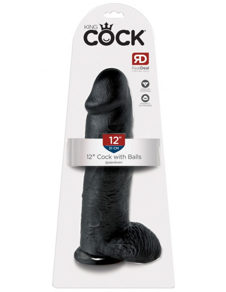 King Cock 12 inch Balls Black
