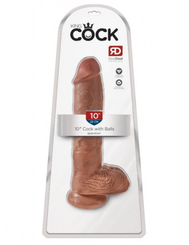 King Cock 10 inch Balls Tan