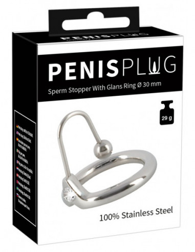 Penis Plug with Glans Ring -...
