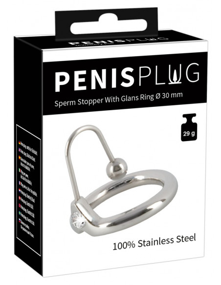 Penis Plug with Glans Ring - Penisplug - argento